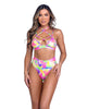 Shimmer Multi-Colored Bikini Top With Criss-Cross Straps