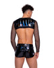 Vinyl with Iridescent Print Long Sleeved Fishnet Top