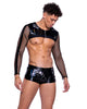 Vinyl with Iridescent Print Long Sleeved Fishnet Top