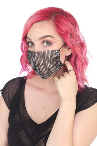 Rhinestone Mesh Mask